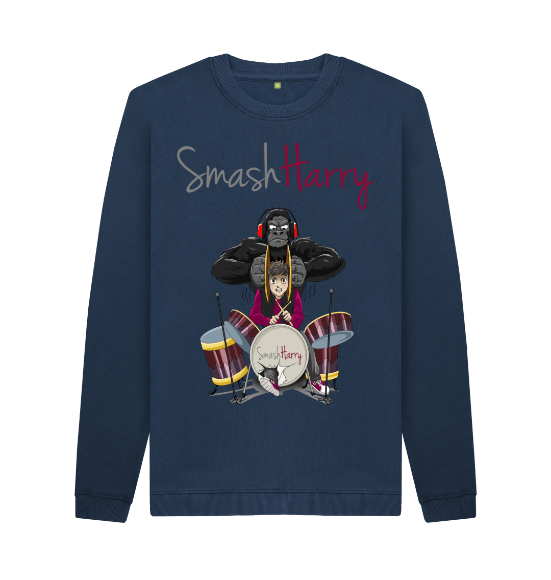 Navy Blue Printed Sweater Front