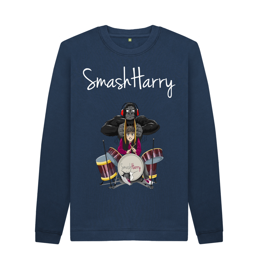 Navy Blue Printed Sweater Front