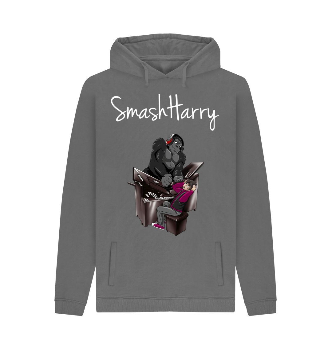 Slate Grey SmashHarry Men's Organic Pullover Hoodie \u2014 Piano