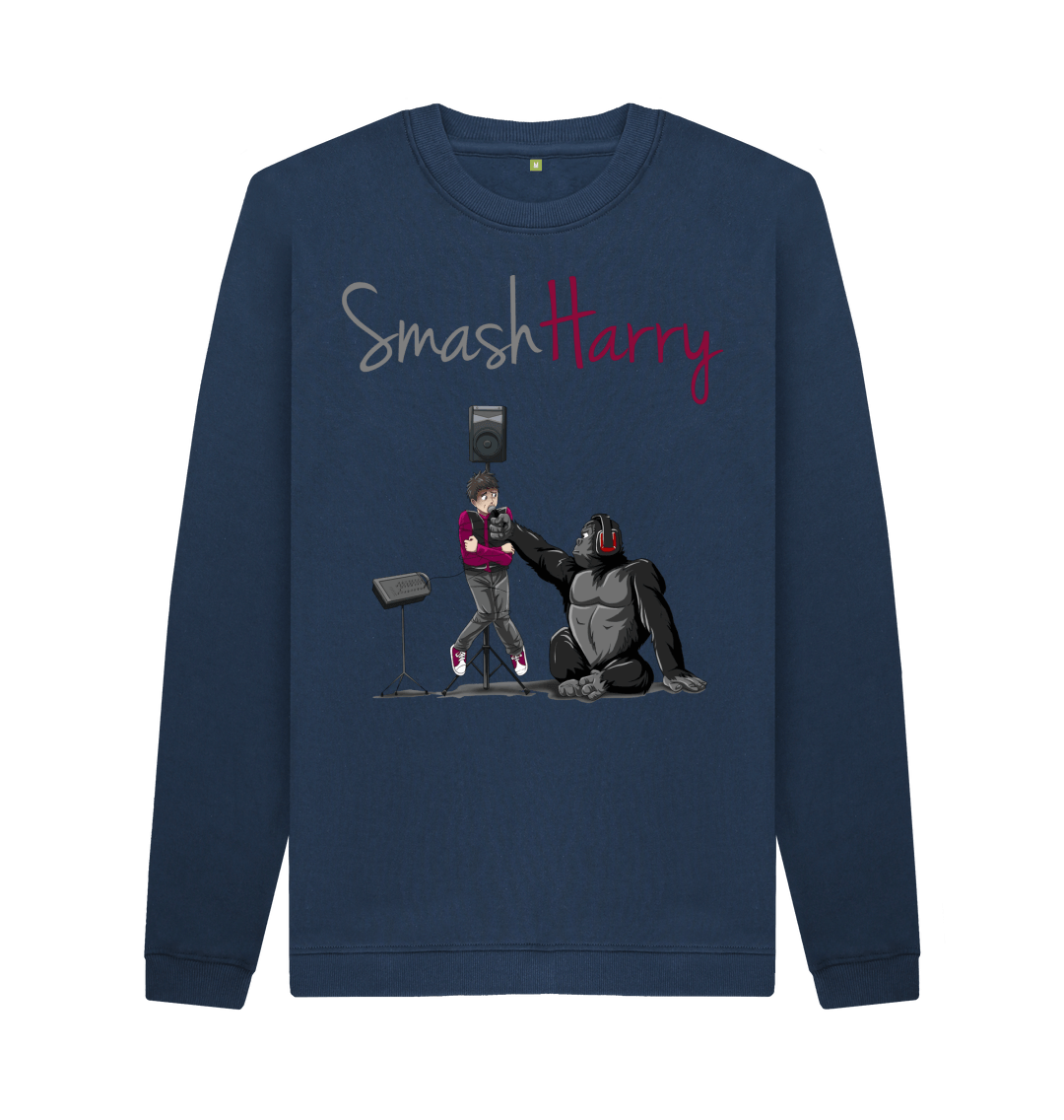 Navy Blue Printed Sweater Front