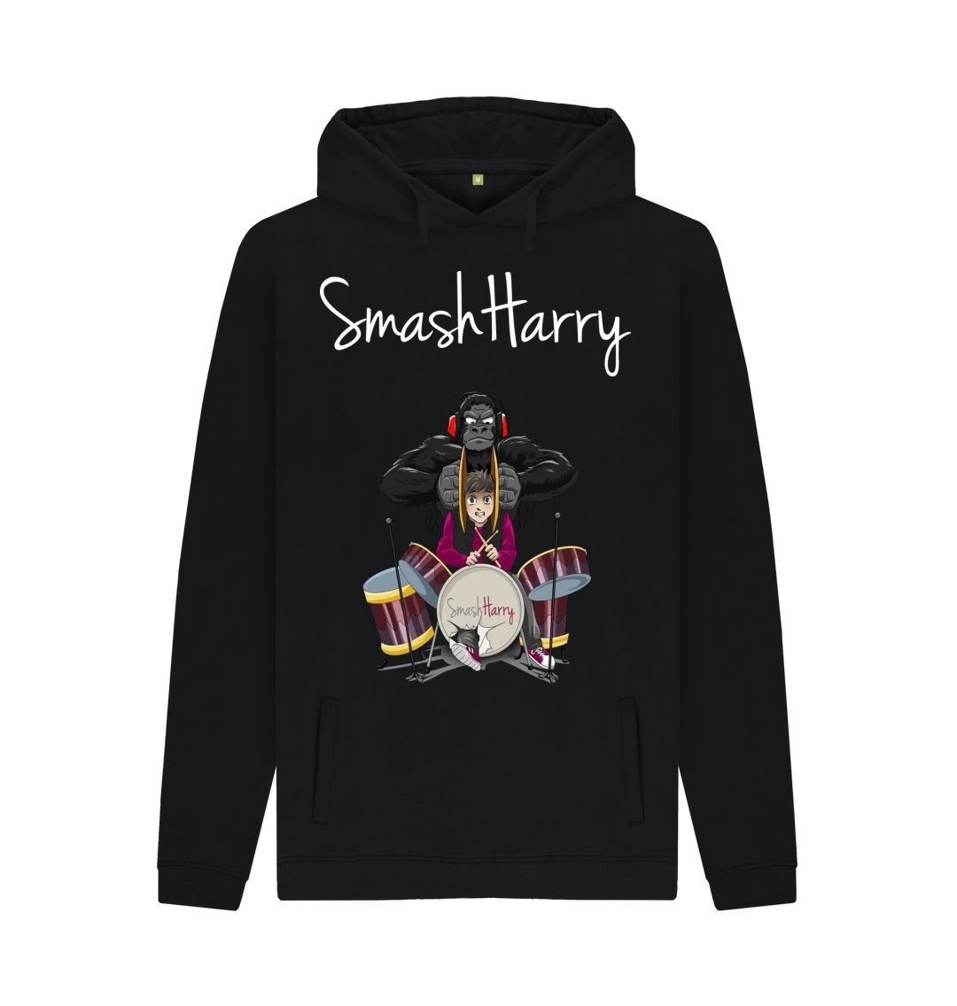 Black SmashHarry Men's Organic Pullover Hoodie \u2014 Drums