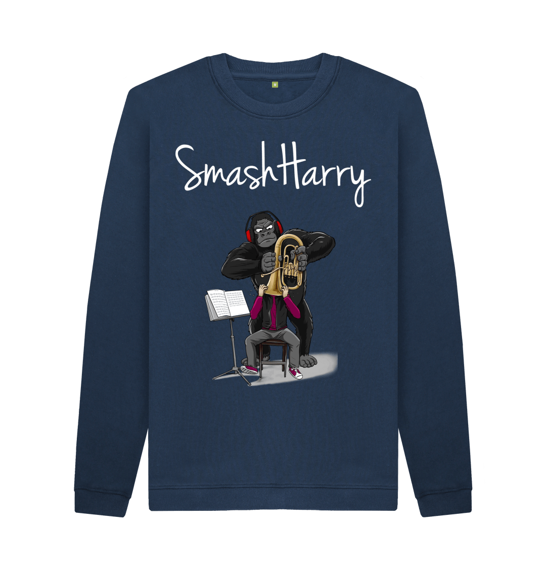 Navy Blue Printed Sweater Front