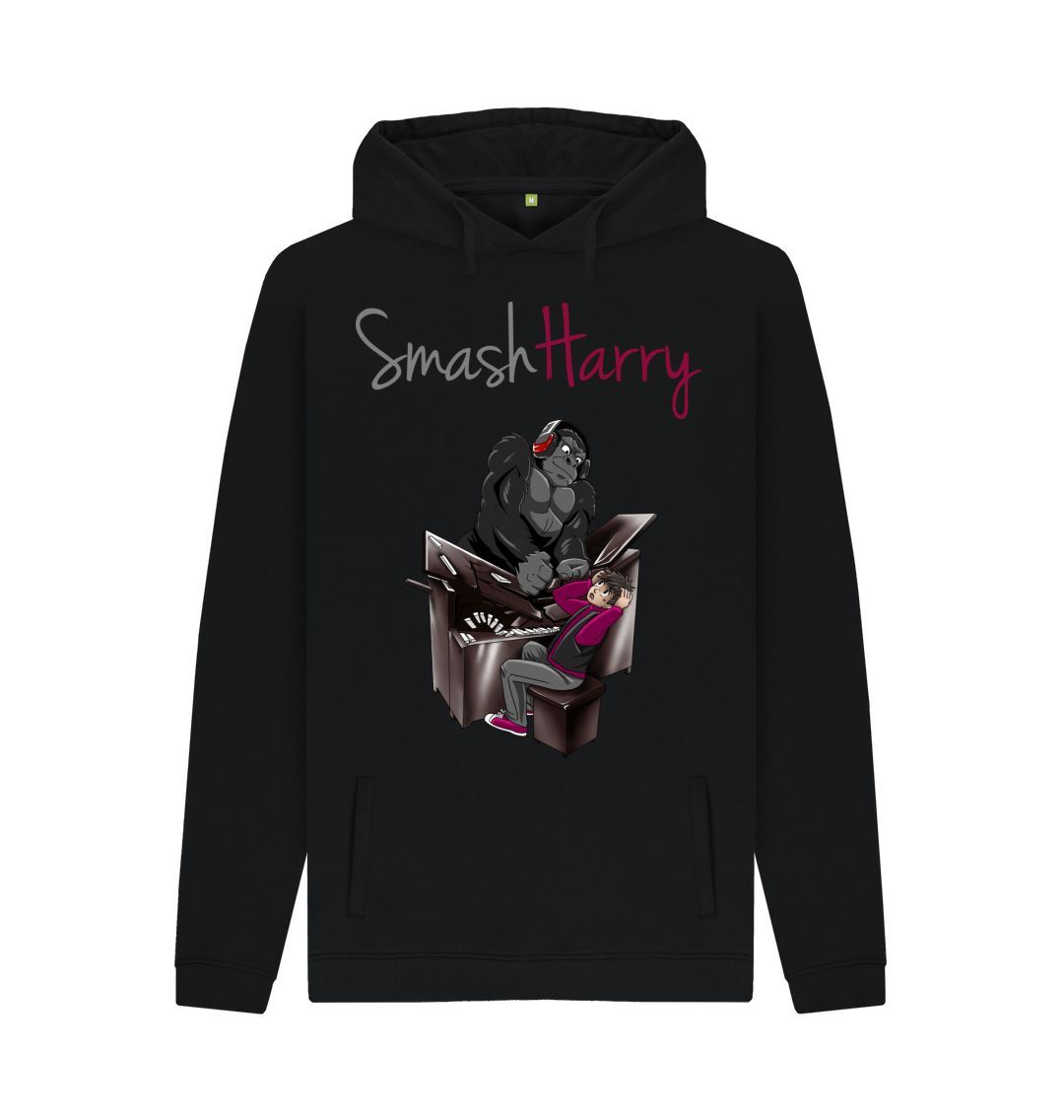 Black SmashHarry Men's Organic Pullover Hoodie | Piano