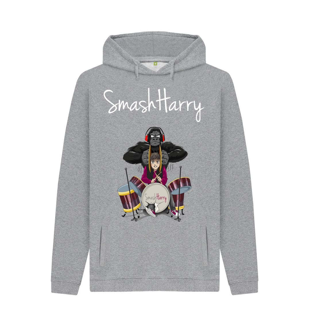 Light Heather SmashHarry Men's Organic Pullover Hoodie \u2014 Drums
