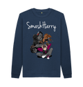 Navy Blue Printed Sweater Front