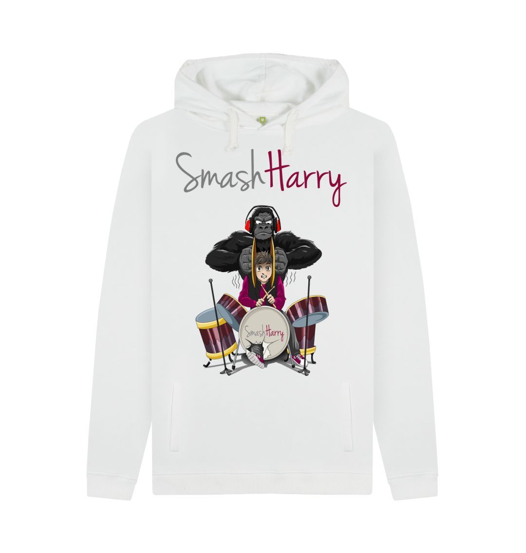 White SmashHarry Men's Organic Pullover Hoodie | Drums
