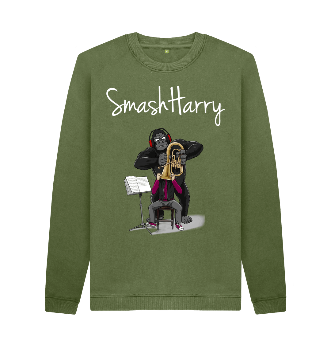 Khaki Printed Sweater Front