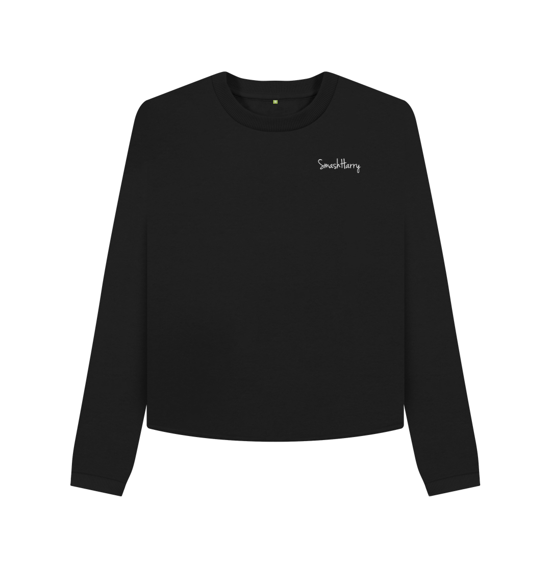 Black Printed Boxy Jumpers Front