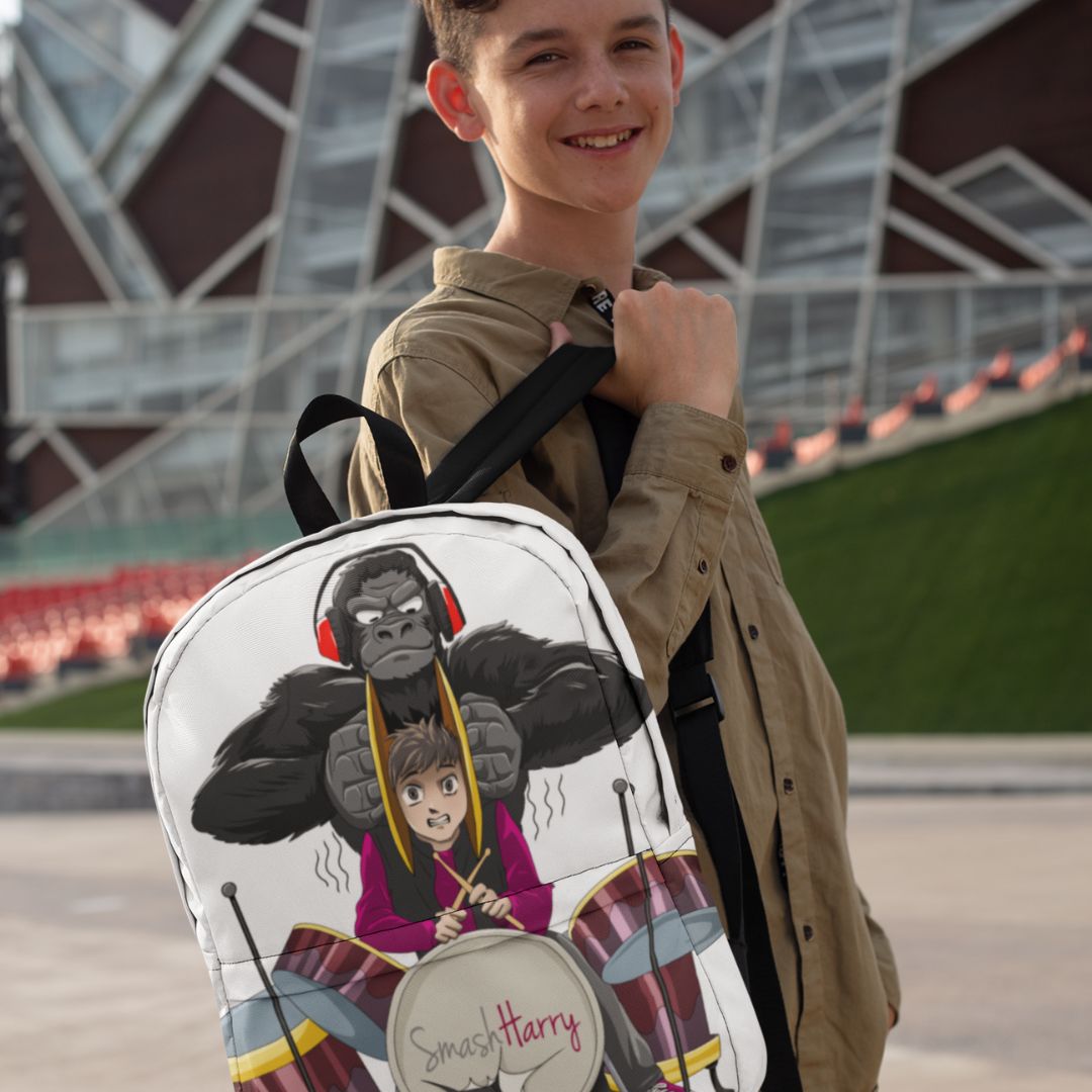 smashharry accessories all over backpack with drums image