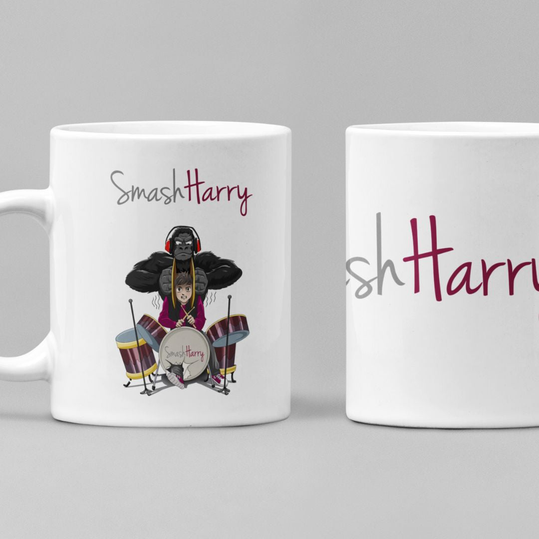 smashharry accessories white glossy mug with drums image