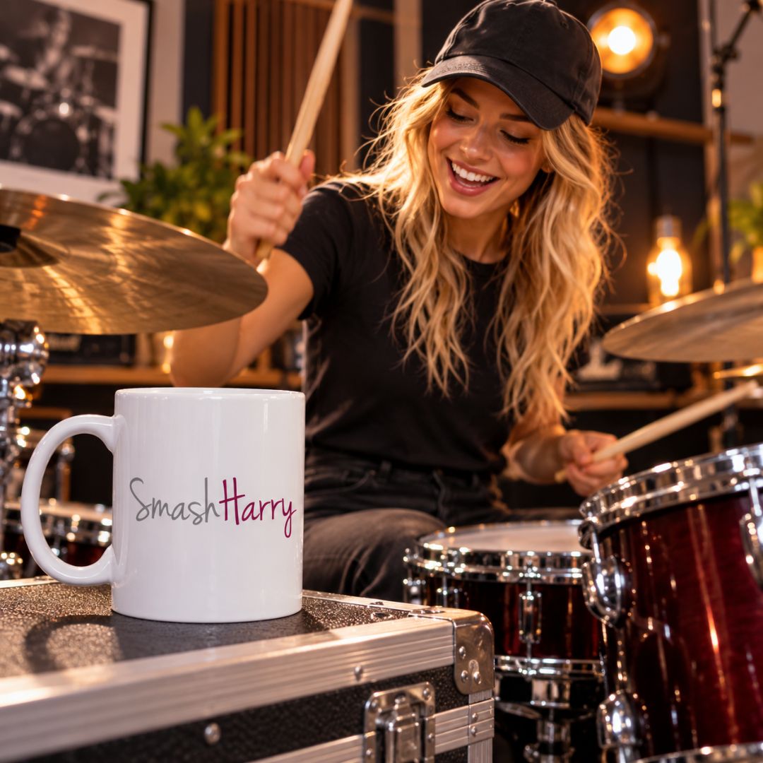 SmashHarry White Ceramic Mug — Drums