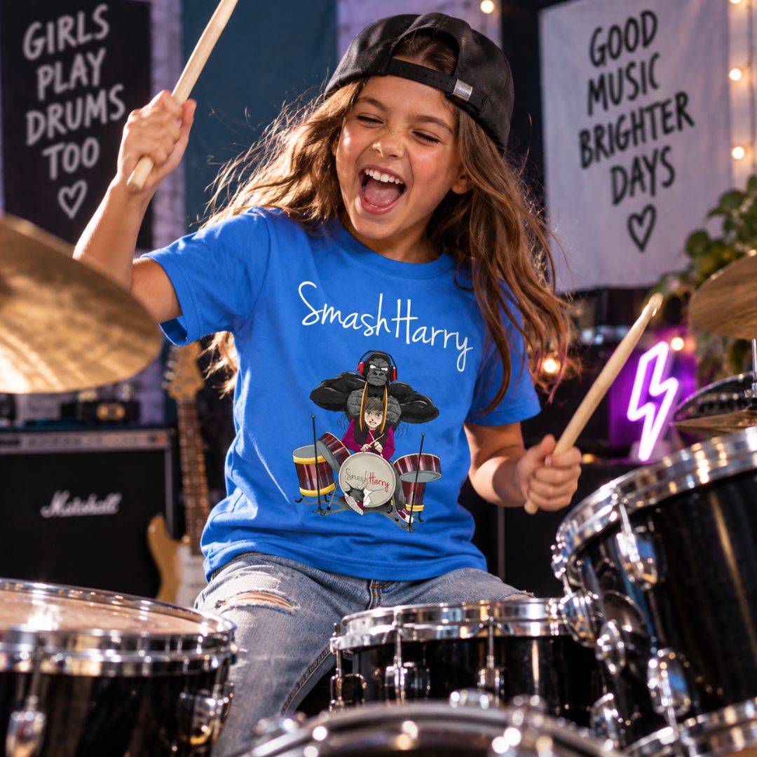 SmashHarry Kids' Organic Basic T-Shirt — Drums