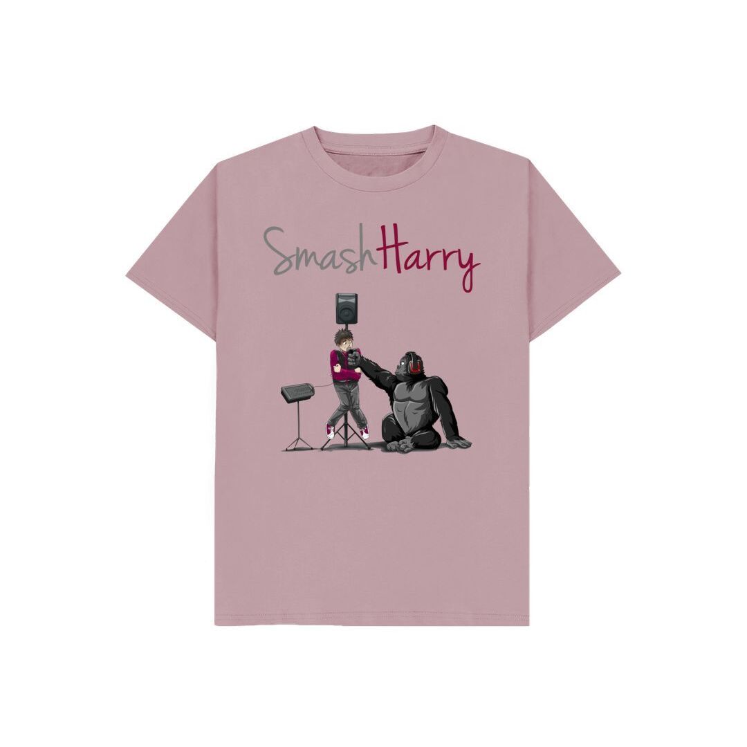 smashharry kids organic mauve t-shirt with microphone image