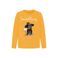 smashharry kids mustard long sleeve t-shirt with brass image and white logo