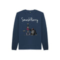smashharry kids organic navy blue jumper with microphone image and white logo