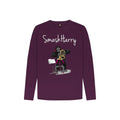 smashharry kids purple long sleeve t-shirt with brass image and white logo