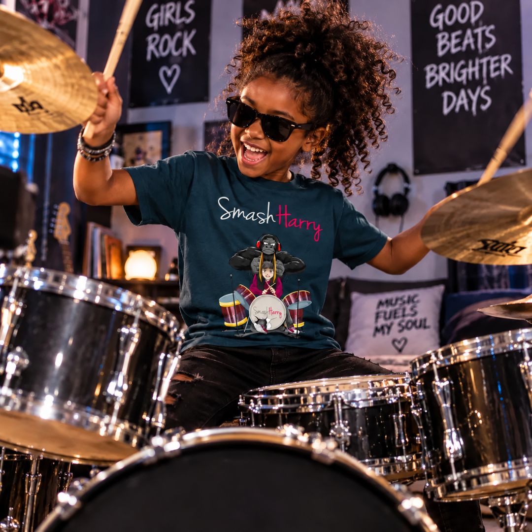 SmashHarry Kids' Organic Basic T-Shirt | Drums
