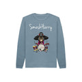 smashharry kids organic stone blue jumper with drums image and white logo