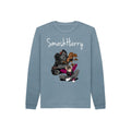 smashharry kids organic stone blue jumper with guitar image and white logo