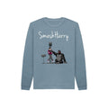 smashharry kids organic stone blue jumper with microphone image and white logo