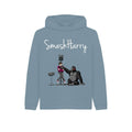 smashharry kids organic stone blue pullover hoodie with microphone image and white logo