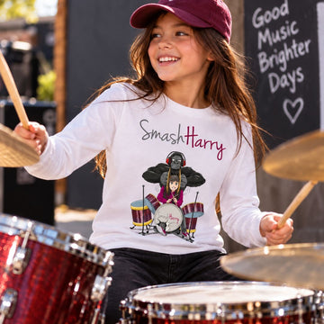 SmashHarry Kids' Organic Long Sleeve T-Shirt | Drums