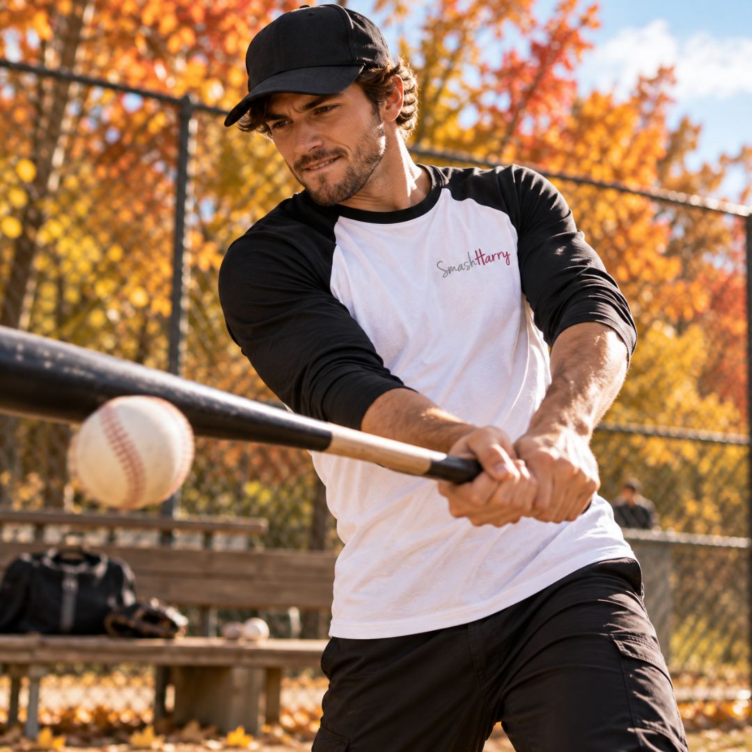 SmashHarry Men's Organic Long Sleeve Baseball T-Shirt