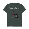 smashharry mens organic dark grey t-shirt with microphone image and white logo