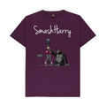 smashharry mens organic purple t-shirt with microphone image and white logo