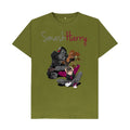 smashharry mens organic moss green t-shirt with guitar image