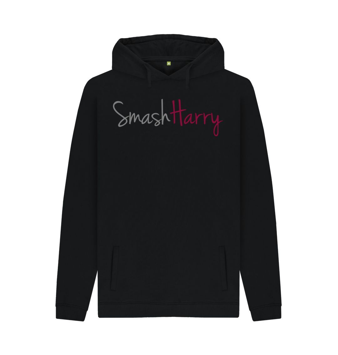 smashharry mens organic black pullover hoodie