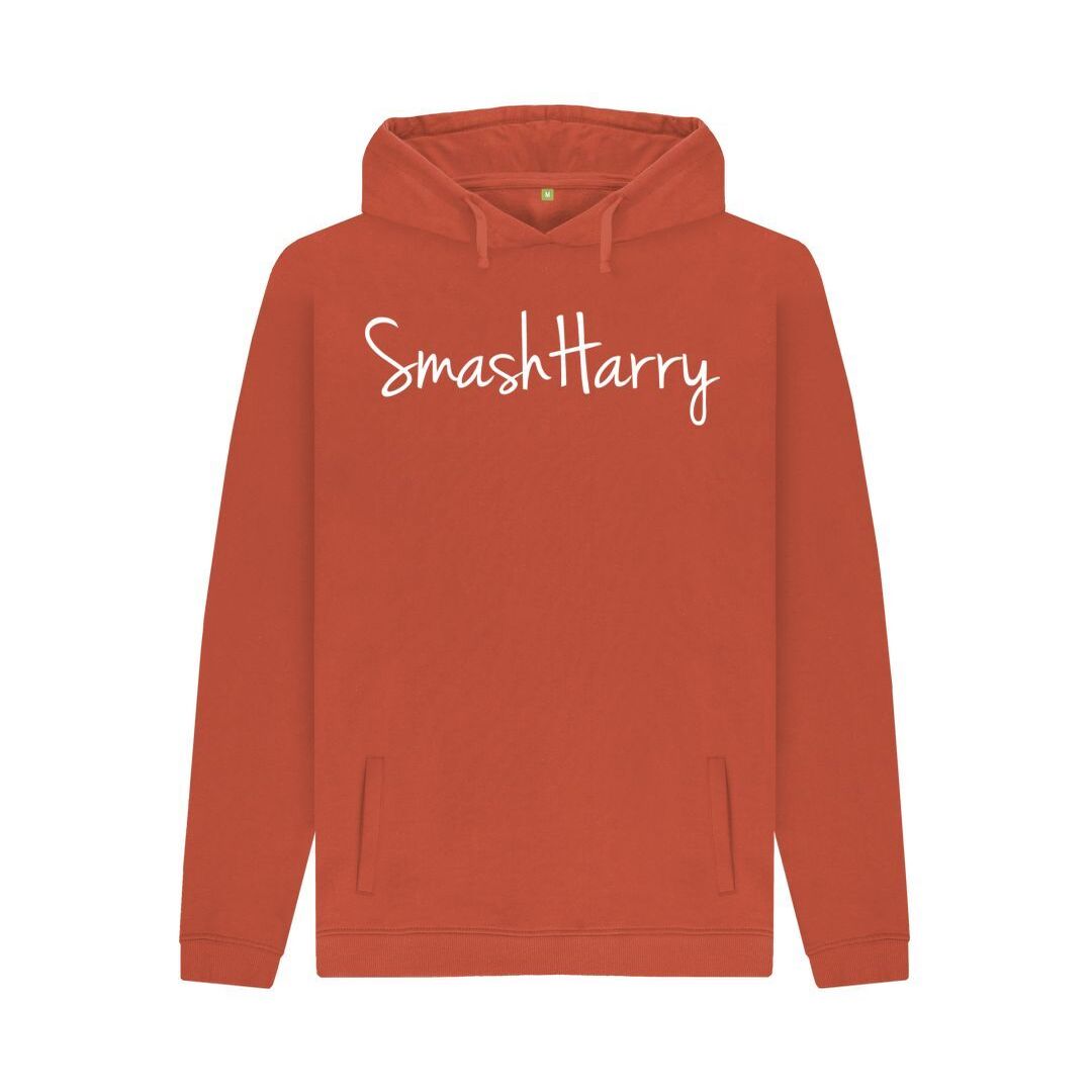 smashharry mens organic rust pullover hoodie