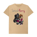 smashharry mens organic sand t-shirt with guitar image