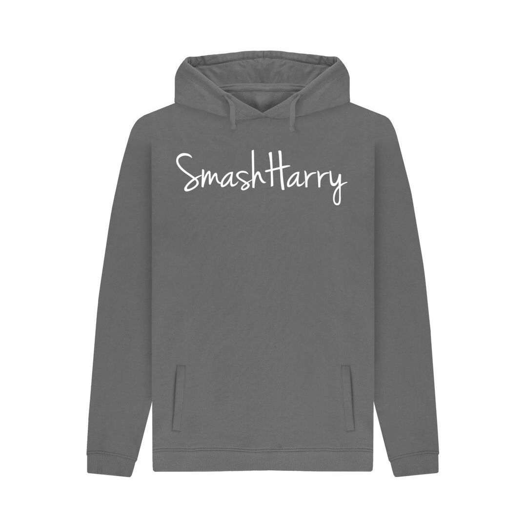 smashharry mens organic slate grey pullover hoodie