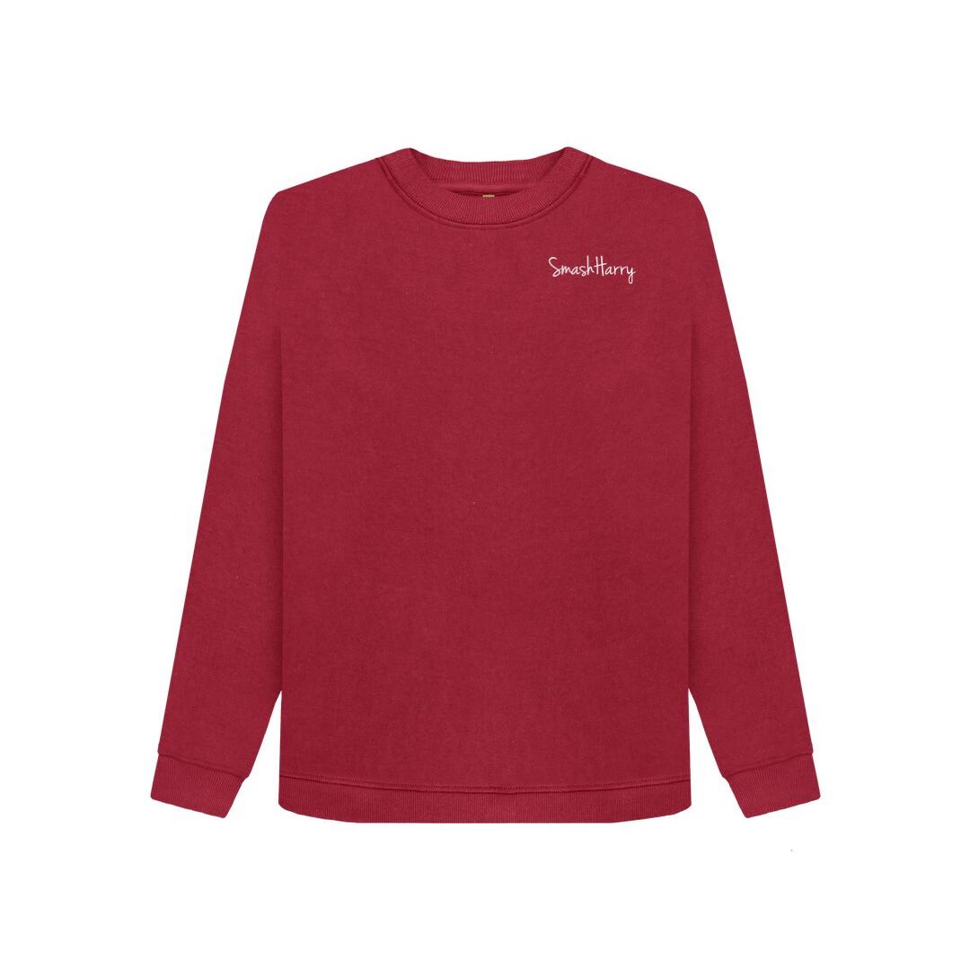 smashharry womens crew neck cherry sweater