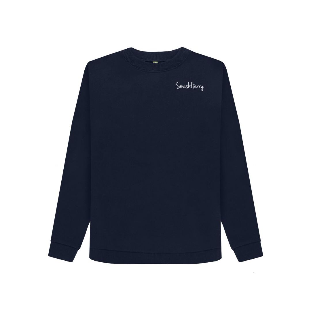 smashharry womens crew neck navy blue sweater