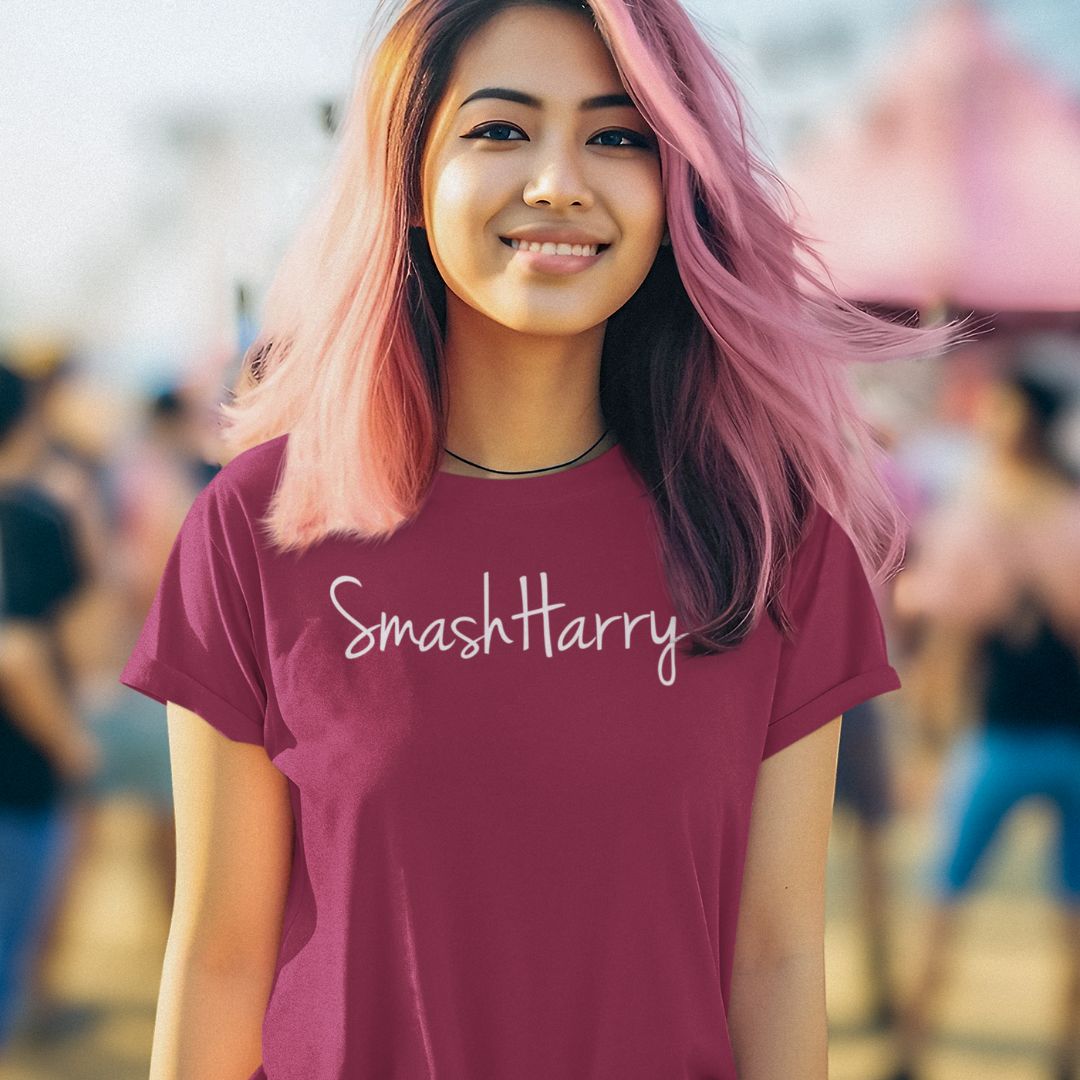 smashharry womens organic cherry neck t-shirt