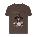 smashharry womens organic plain chocolate t-shirt with drums image