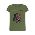 smashharry womens organic khaki crew neck t-shirt with guitar image