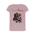 smashharry womens organic mauve crew neck t-shirt with guitar image