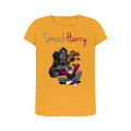 smashharry womens organic mustard crew neck t-shirt with guitar image