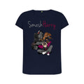 smashharry womens organic navy blue crew neck t-shirt with guitar image