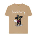 smashharry women's organic sand plain t-shirt with brass image and white logo