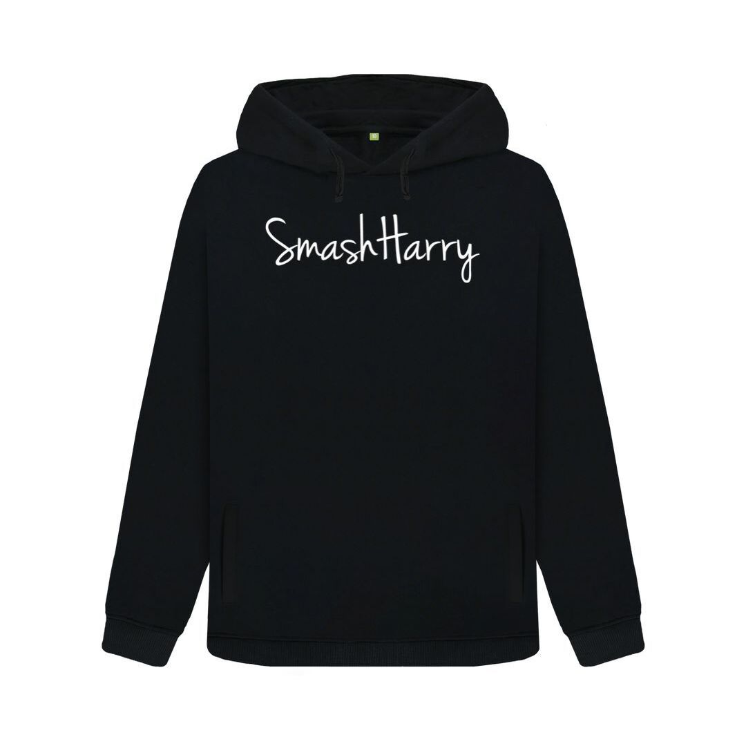 smashharry womens organic black pullover hoodie