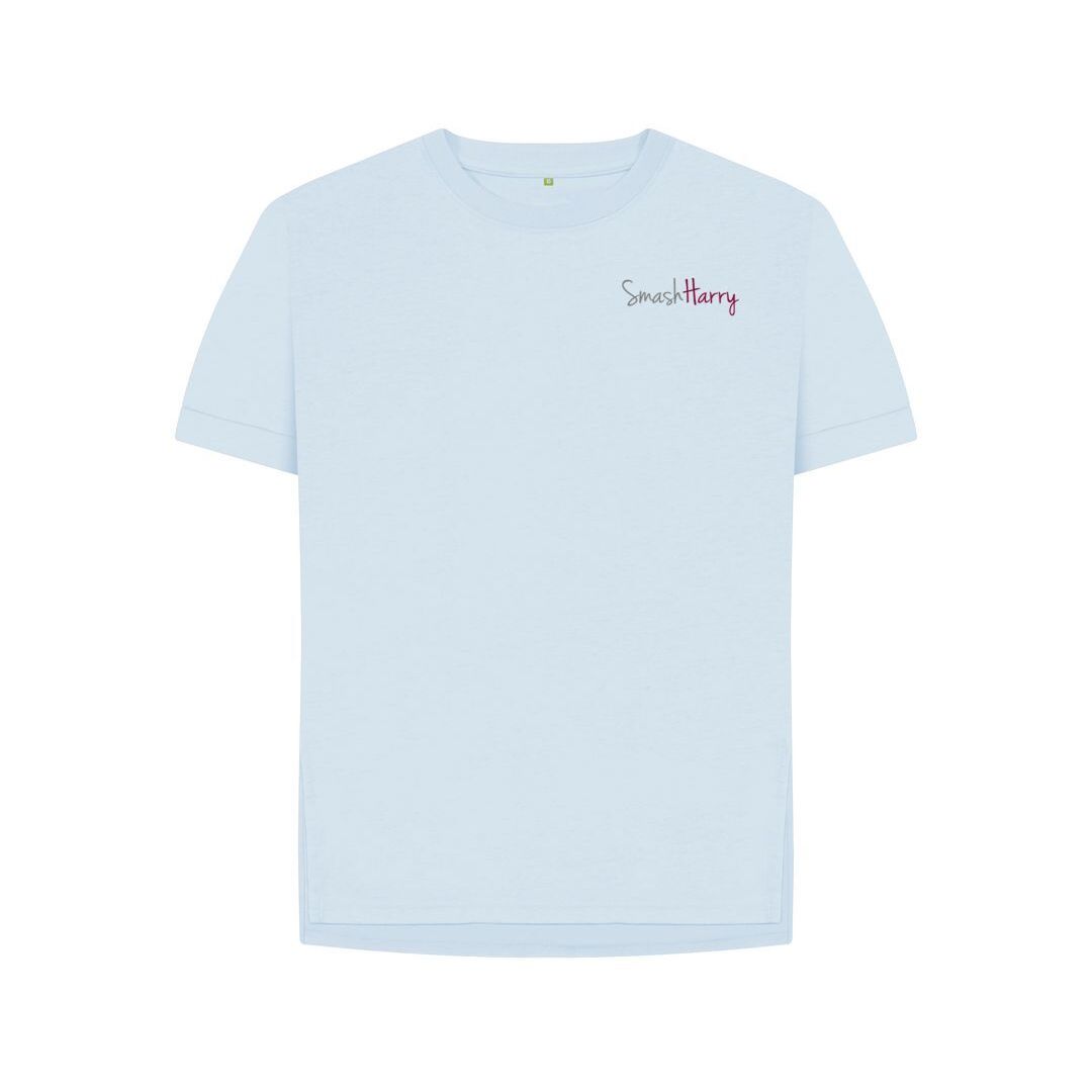 smashharry womens organic relaxed fit sky blue t-shirt