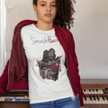 smashharry women's plain organic white t-shirt with piano image