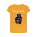 smashharry women's organic mustard crew neck t-shirt with piano image and white logo
