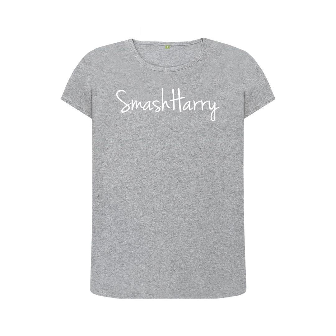 smashharry womens organic athletic grey crew neck t-shirt