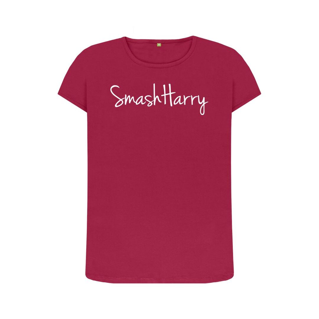 smashharry womens organic cherry crew neck t-shirt