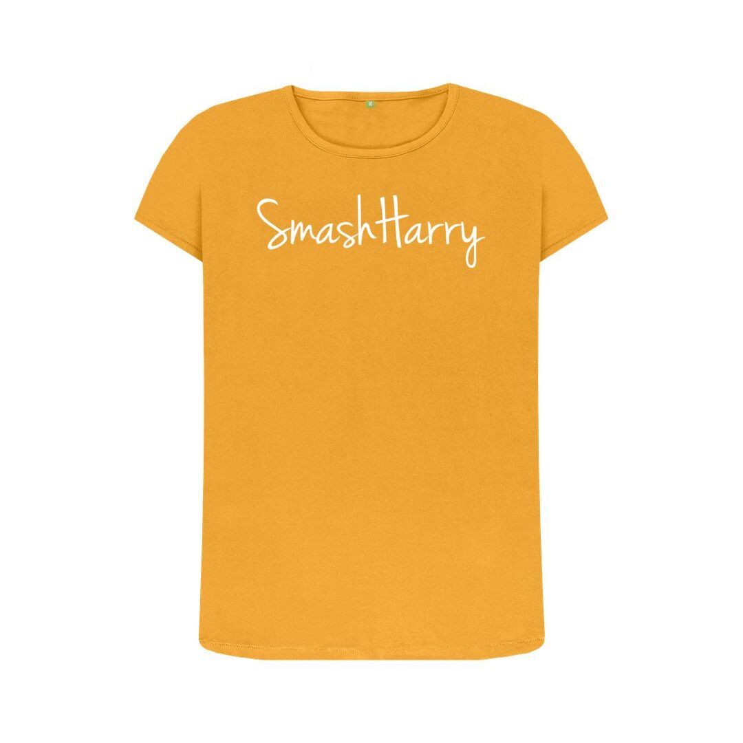 smashharry womens organic mustard crew neck t-shirt